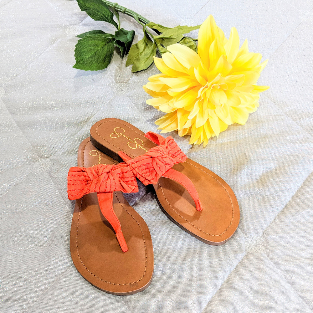 JESSICA SIMPSON Orange Flat Sandals Sz 8